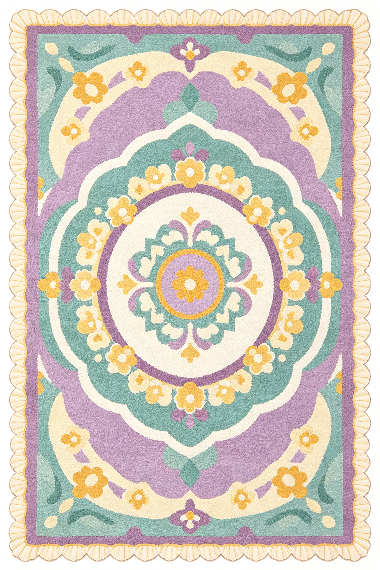 Pastel Mandala Floral Medallion Area Rug