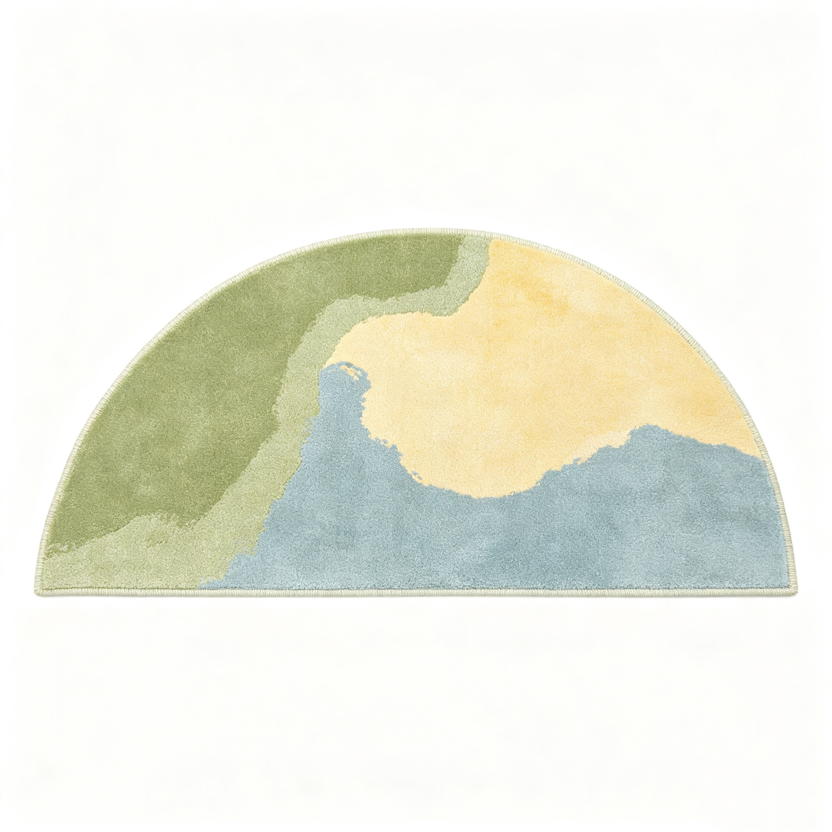 Green Blue Mountain Landscape Semi Circle Rug