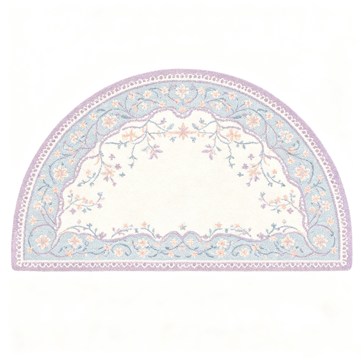 Lavender Blue Vintage Floral Semi Circle Rug