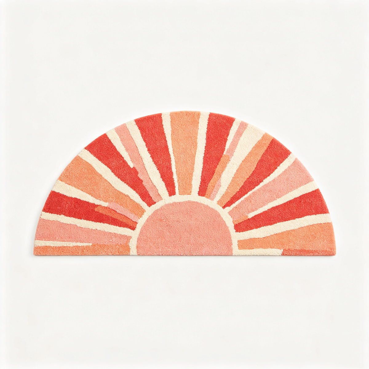 Retro Orange Sunburst Semi Circle Rug