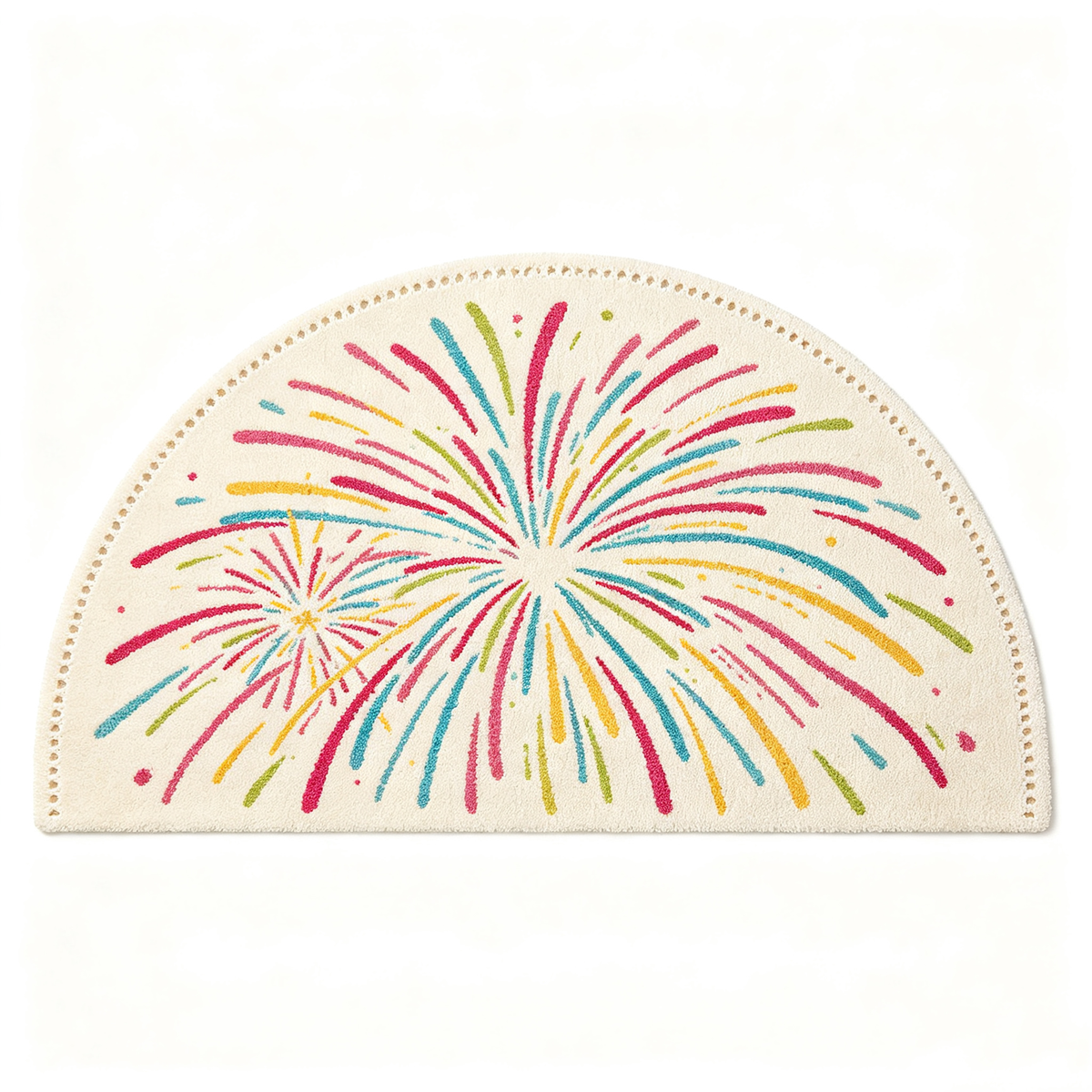 Colorful Firework Semi Circle Rug