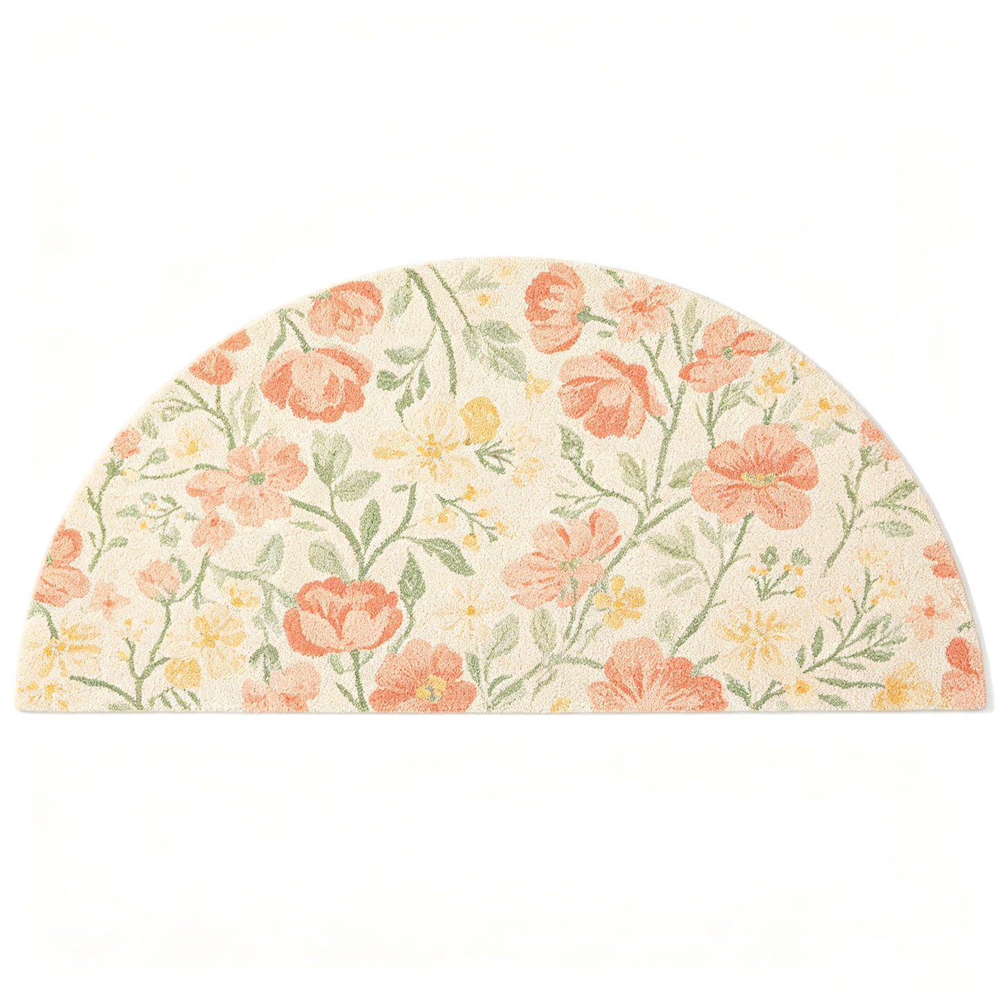 Vintage Peach Floral Semi Circle Area Rug