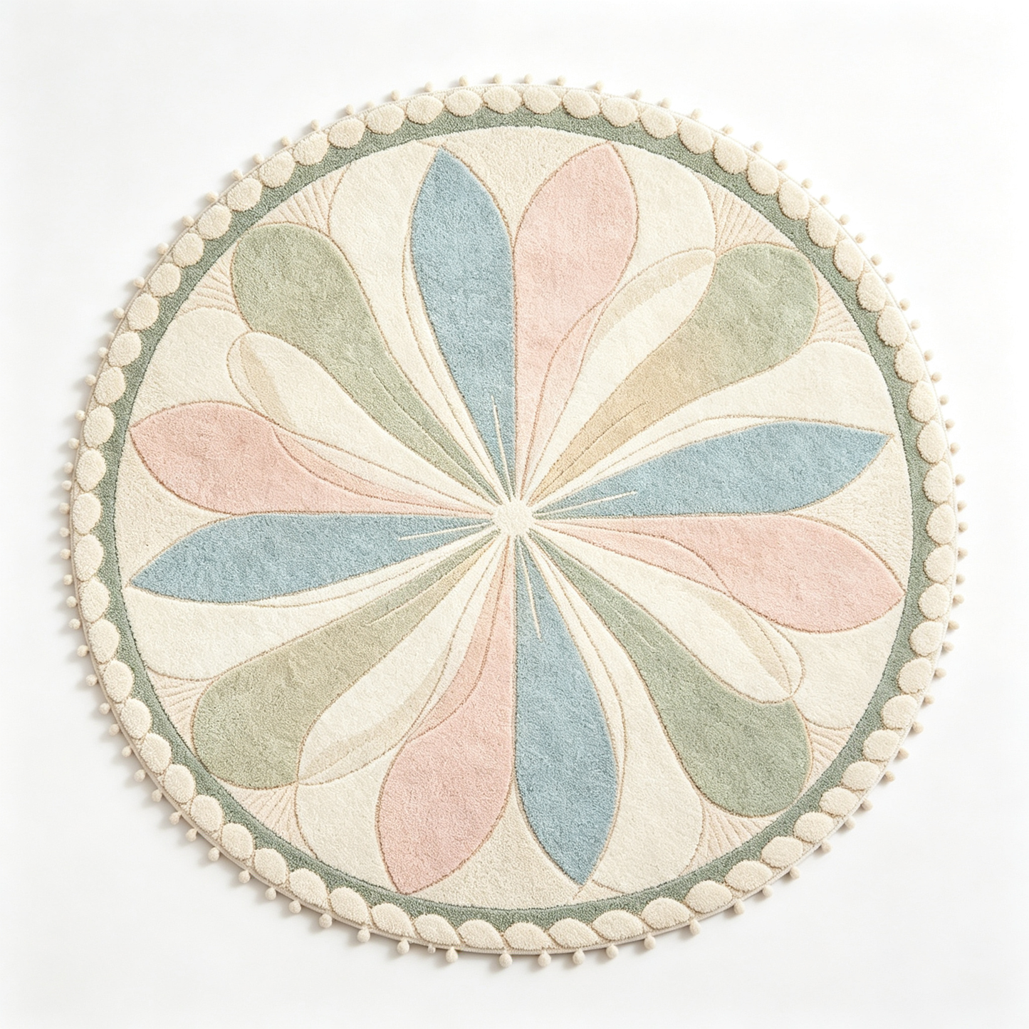 Pastel Petal Radial Round Rug