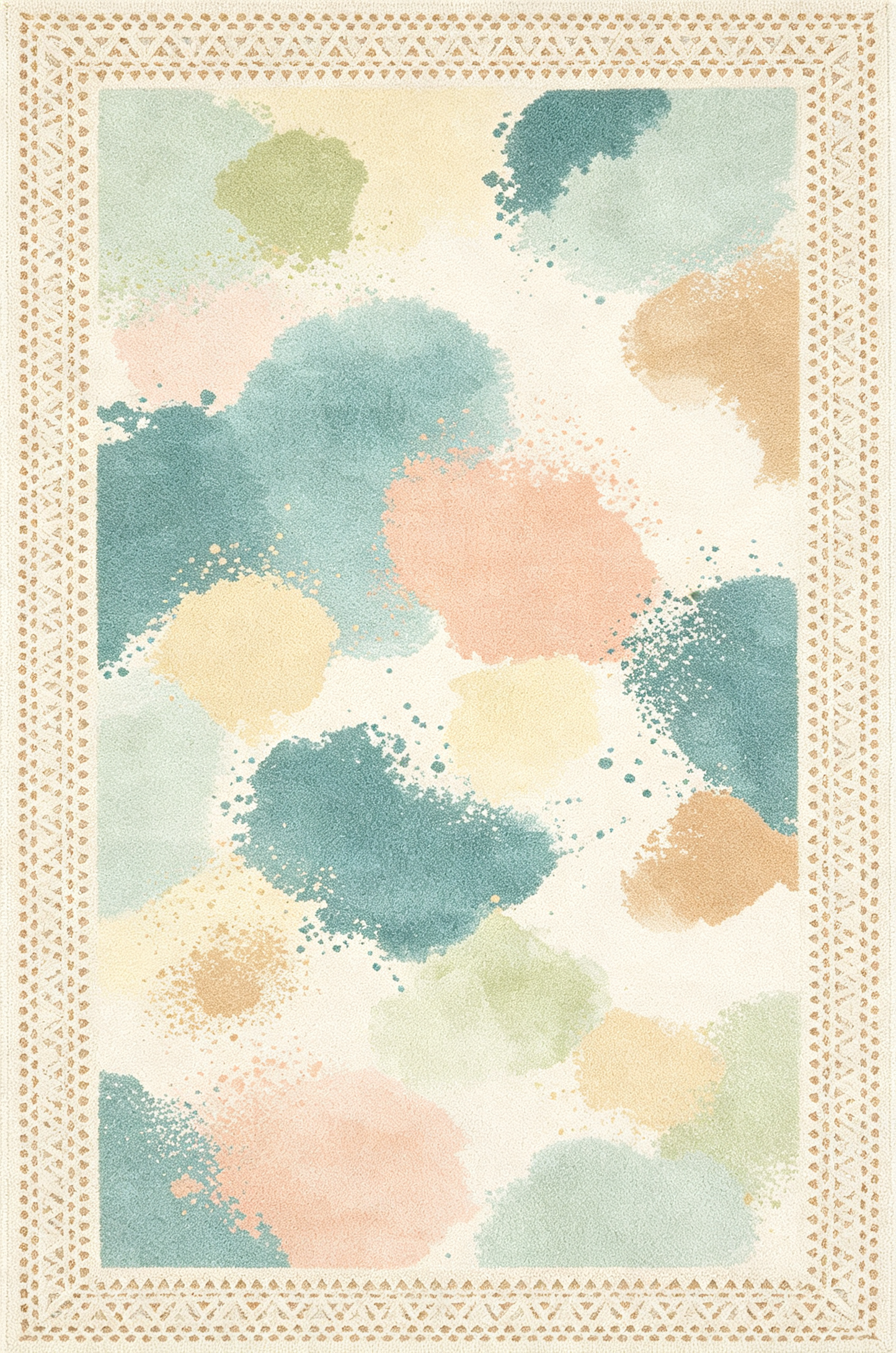 Watercolor Splash Border Area Rug