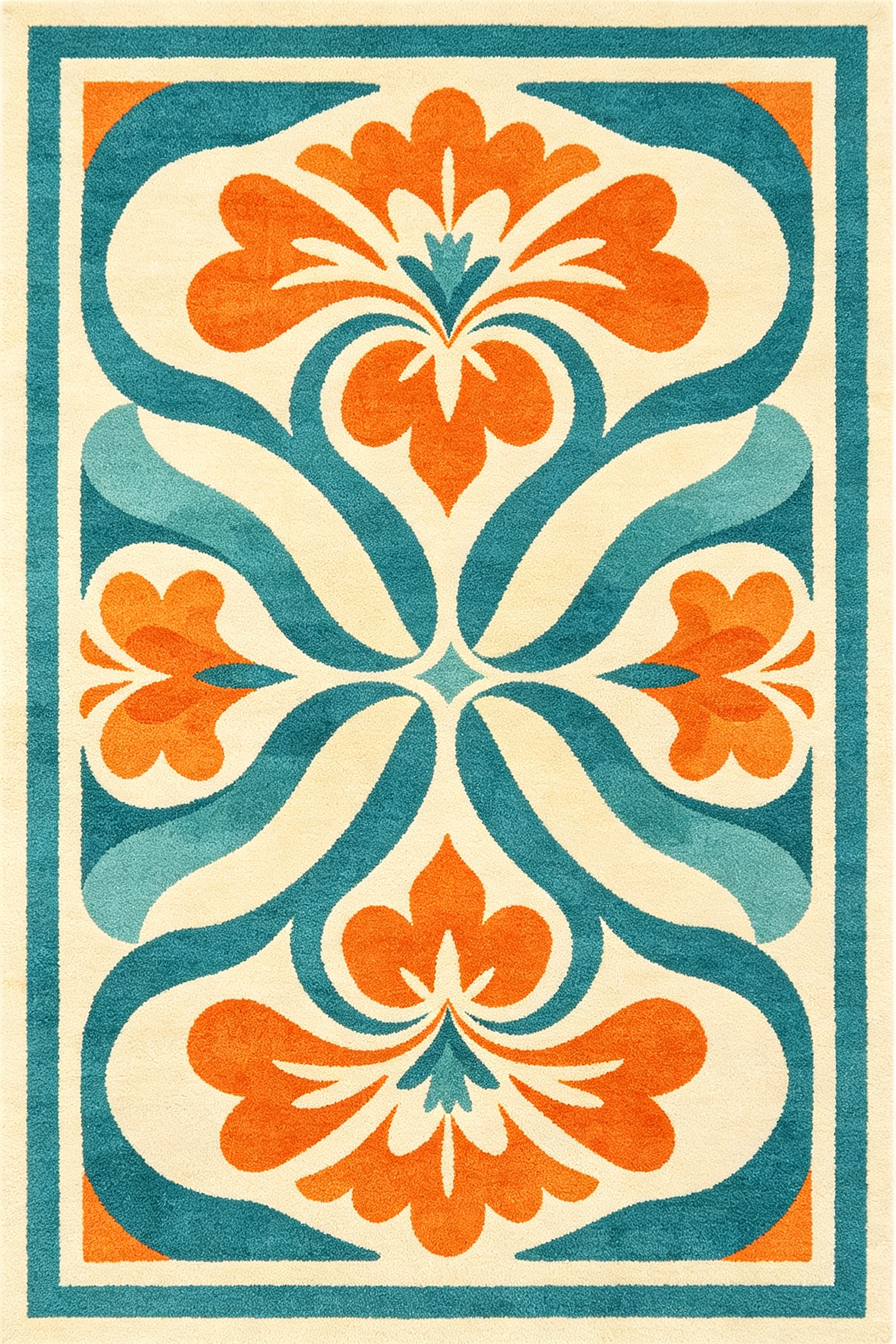 Retro Bold Floral Art Decor Area Rug