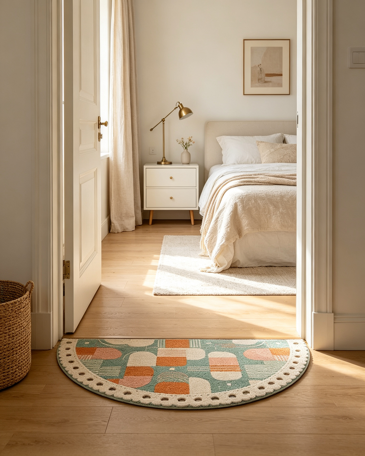 Mint Retro Geometric Semi Circle Rug
