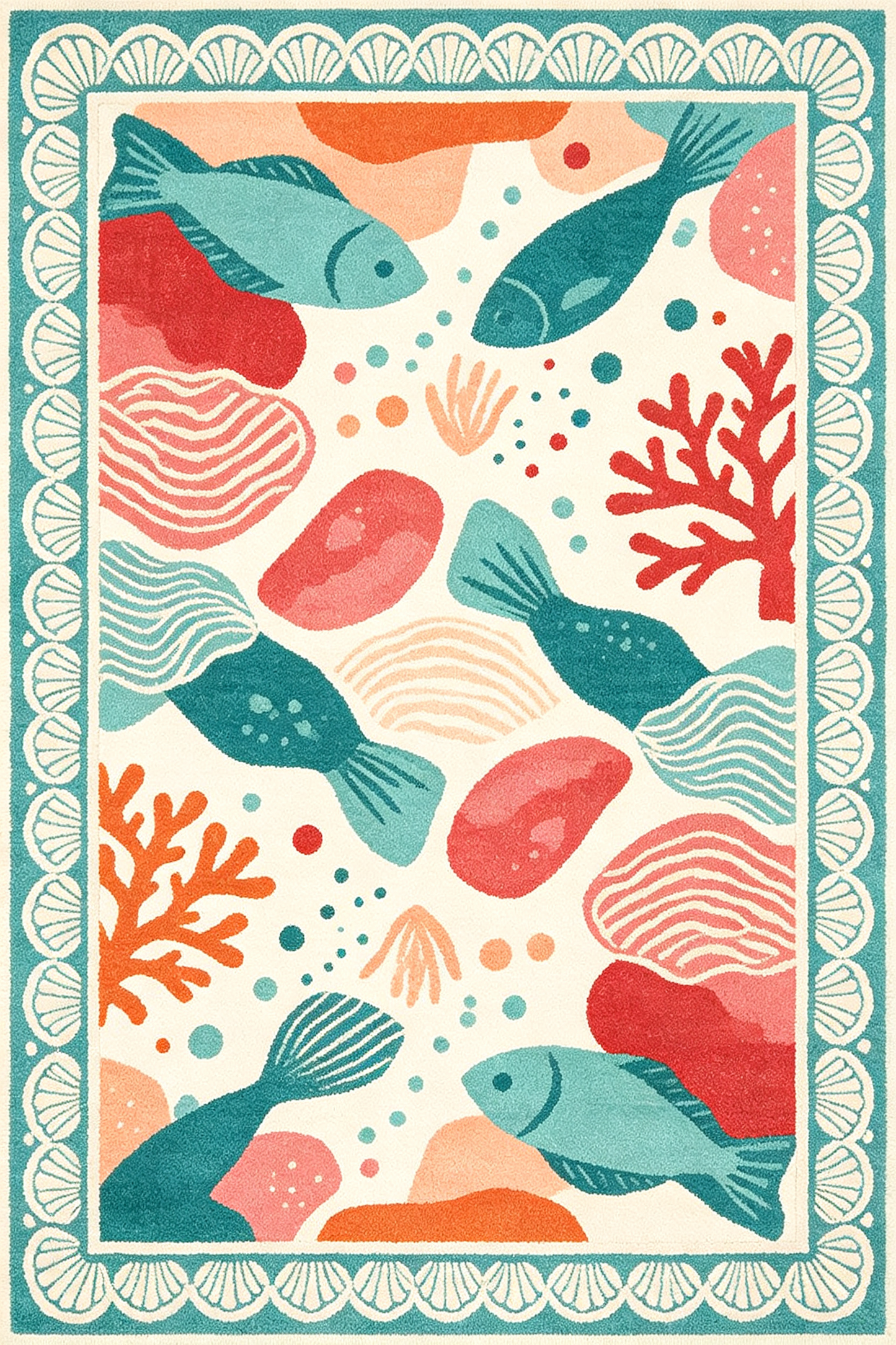 Underwater Ocean Fish Coral Area Rug