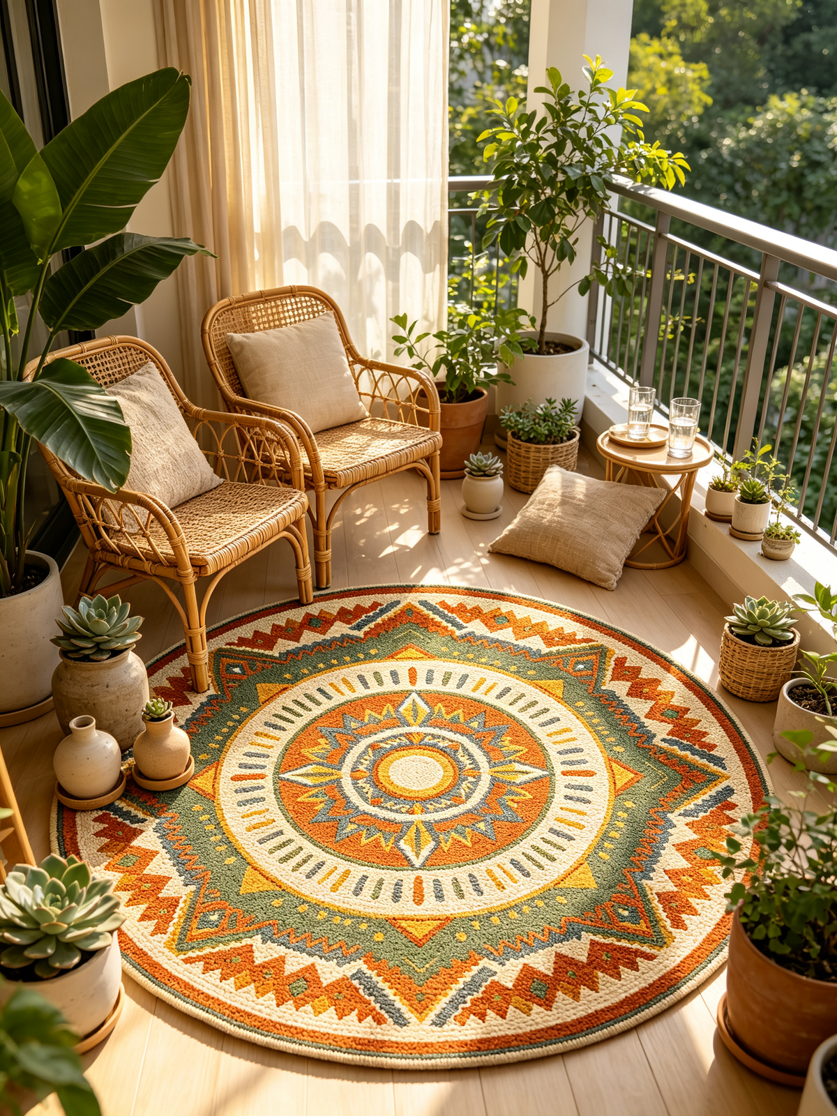 Tribal Mandala Round Area Rug