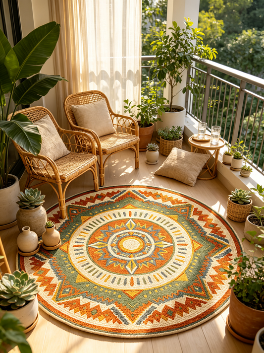 Tribal Mandala Round Area Rug
