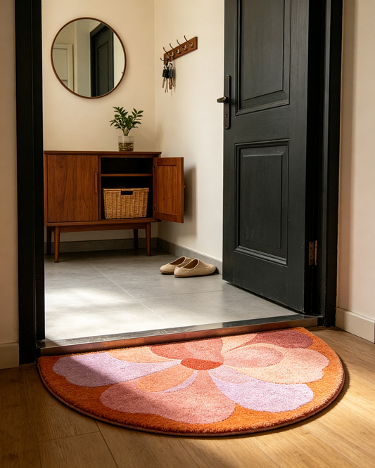Warm Gradient Flower Semi Circle Rug
