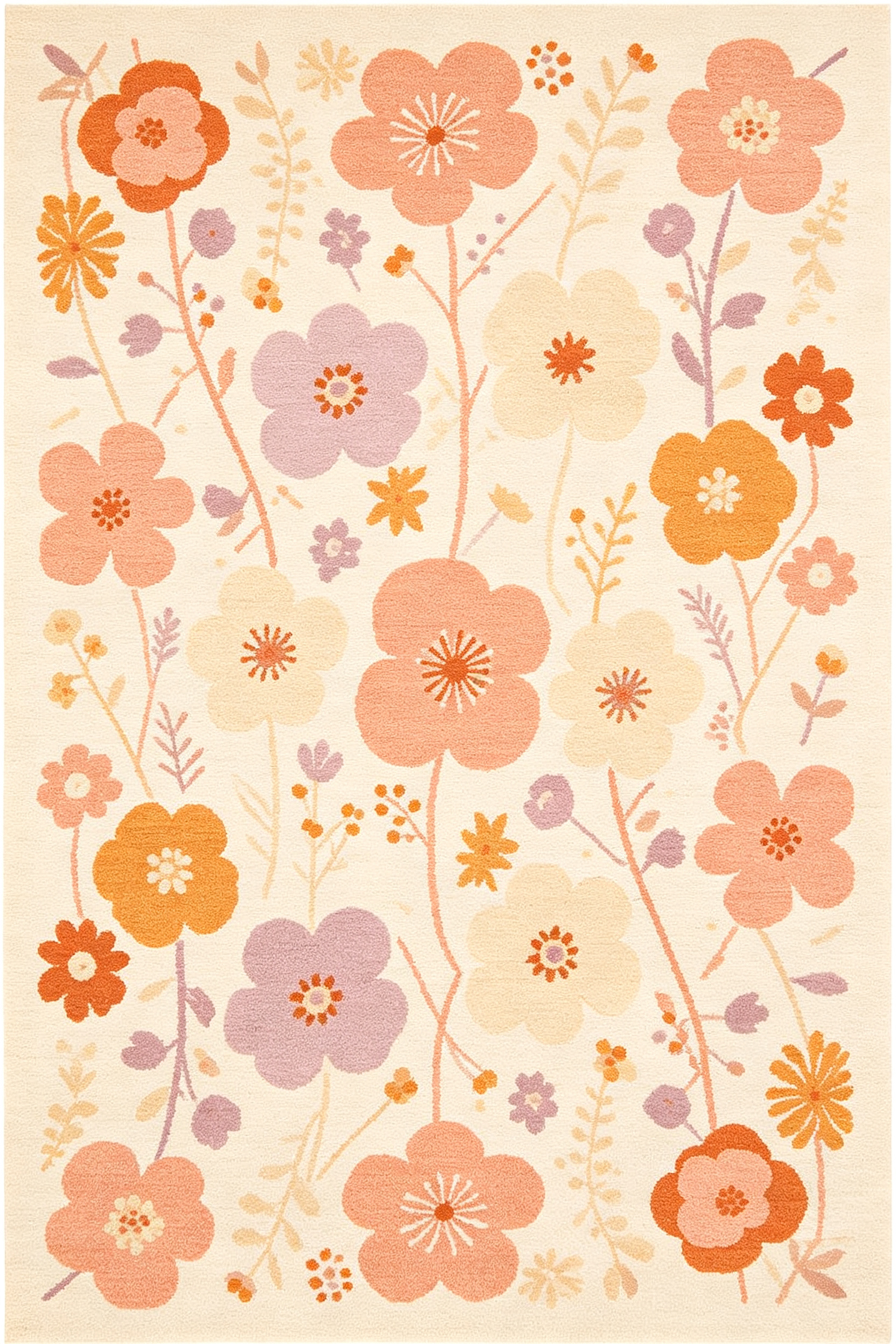 Pastel Wildflower Garden Area Rug