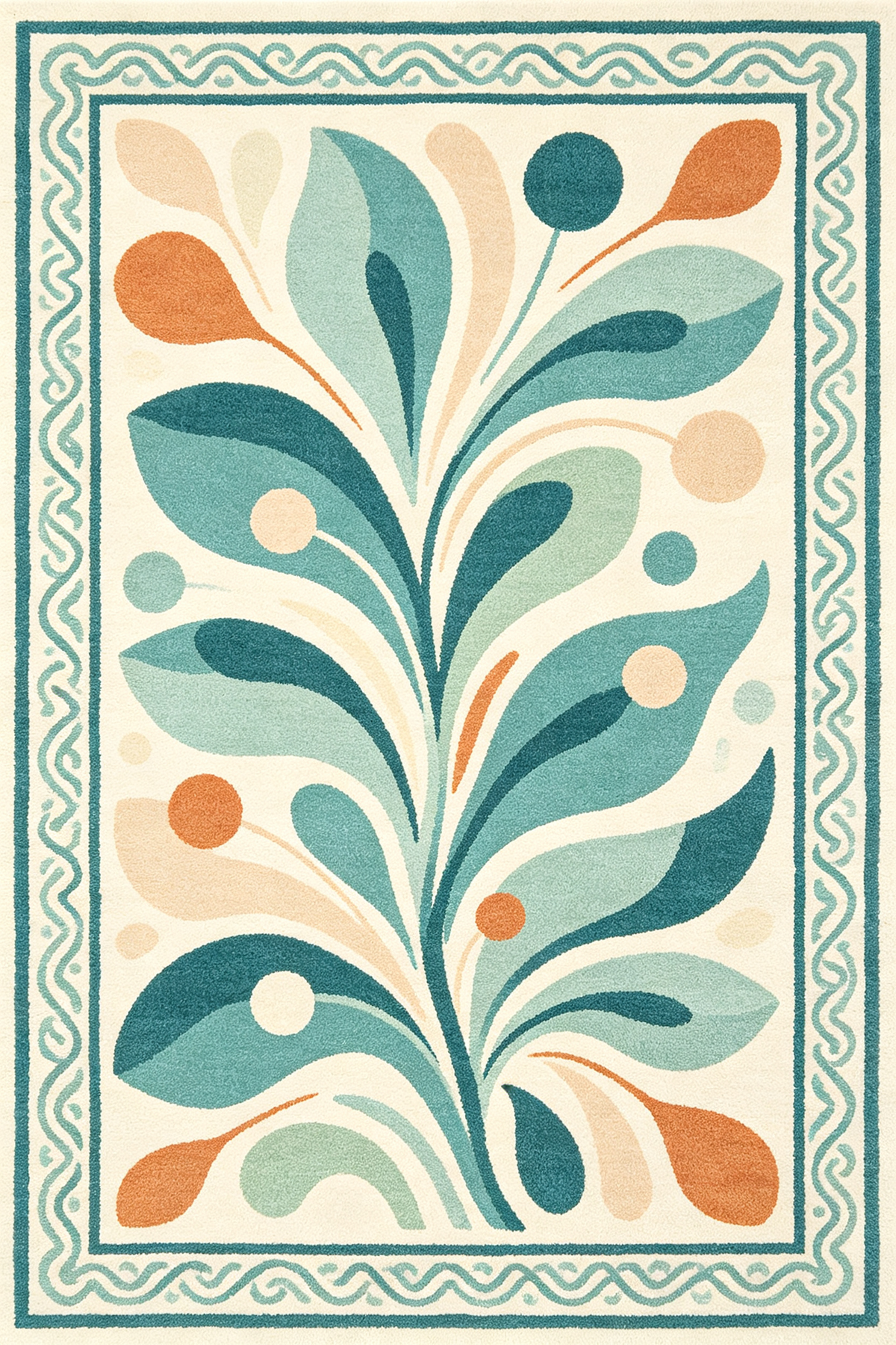Modern Abstract Foliage Motif Area Rug
