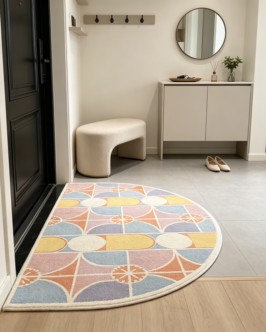 Pastel Geometric Semi Circle Area Rug