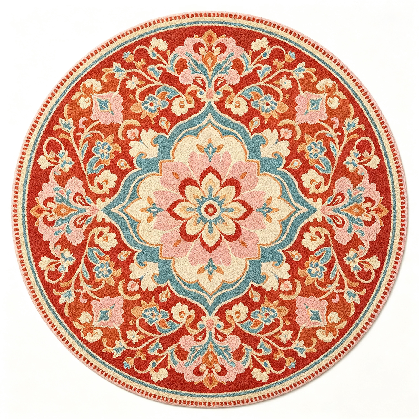 Ornate Vintage Botanical Round Area Rug