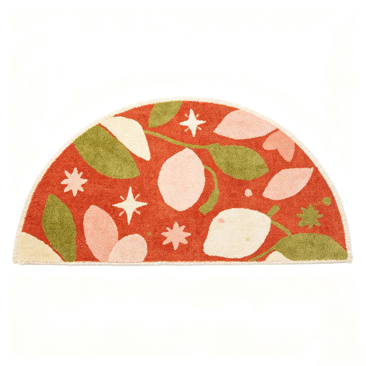 Rust Red Fruit Star Semi Circle Rug
