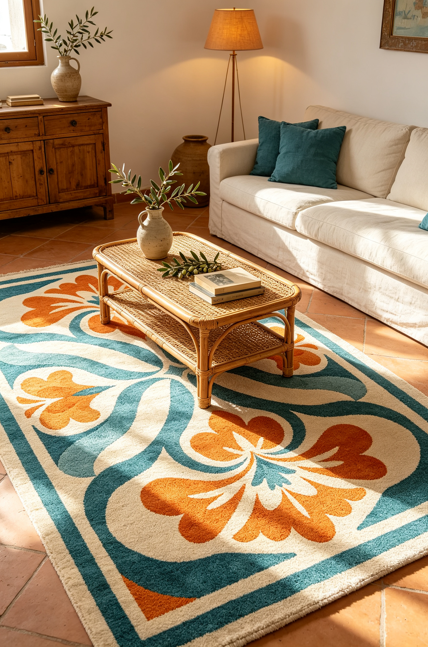 Retro Bold Floral Art Decor Area Rug