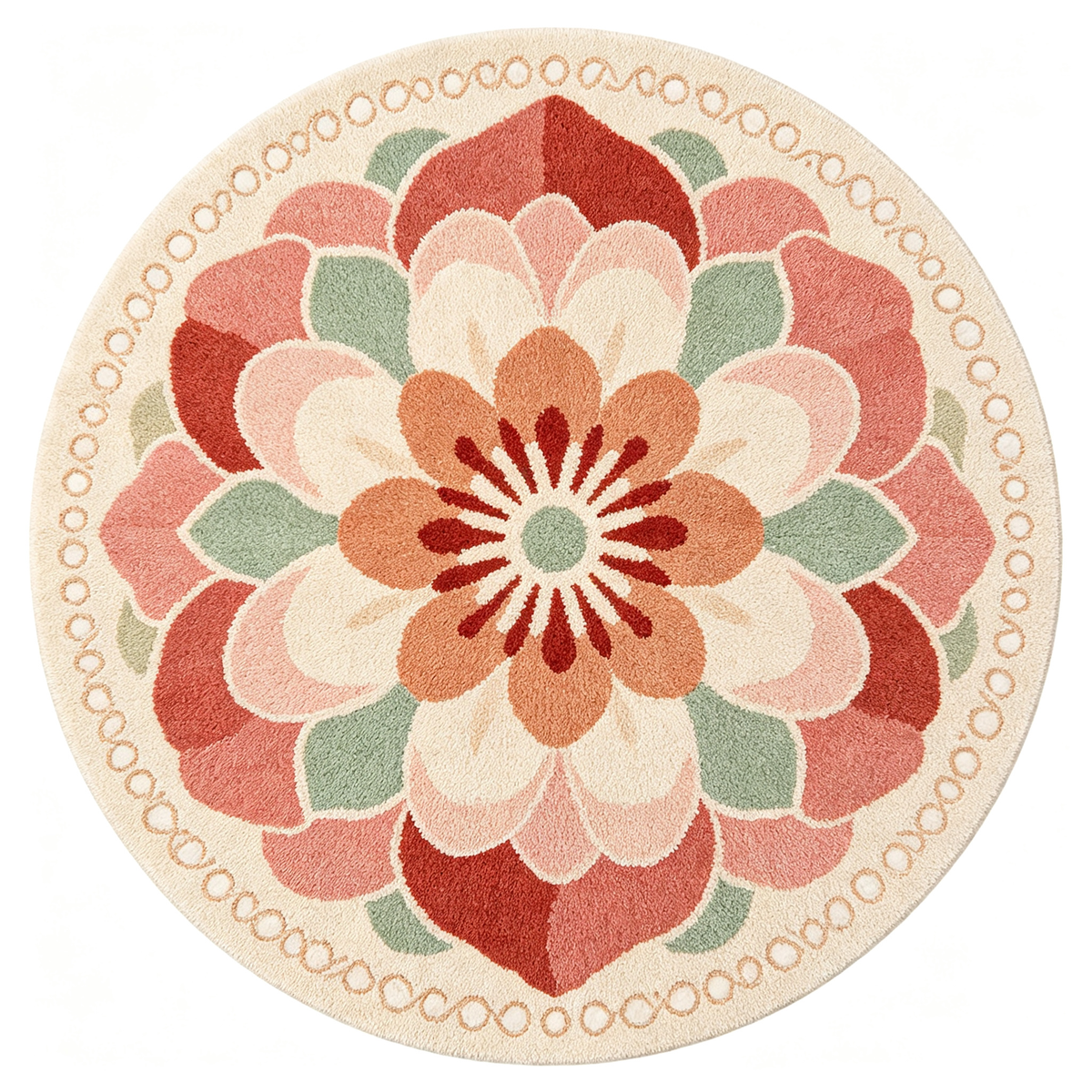Large Floral Mandala Round Area Rug