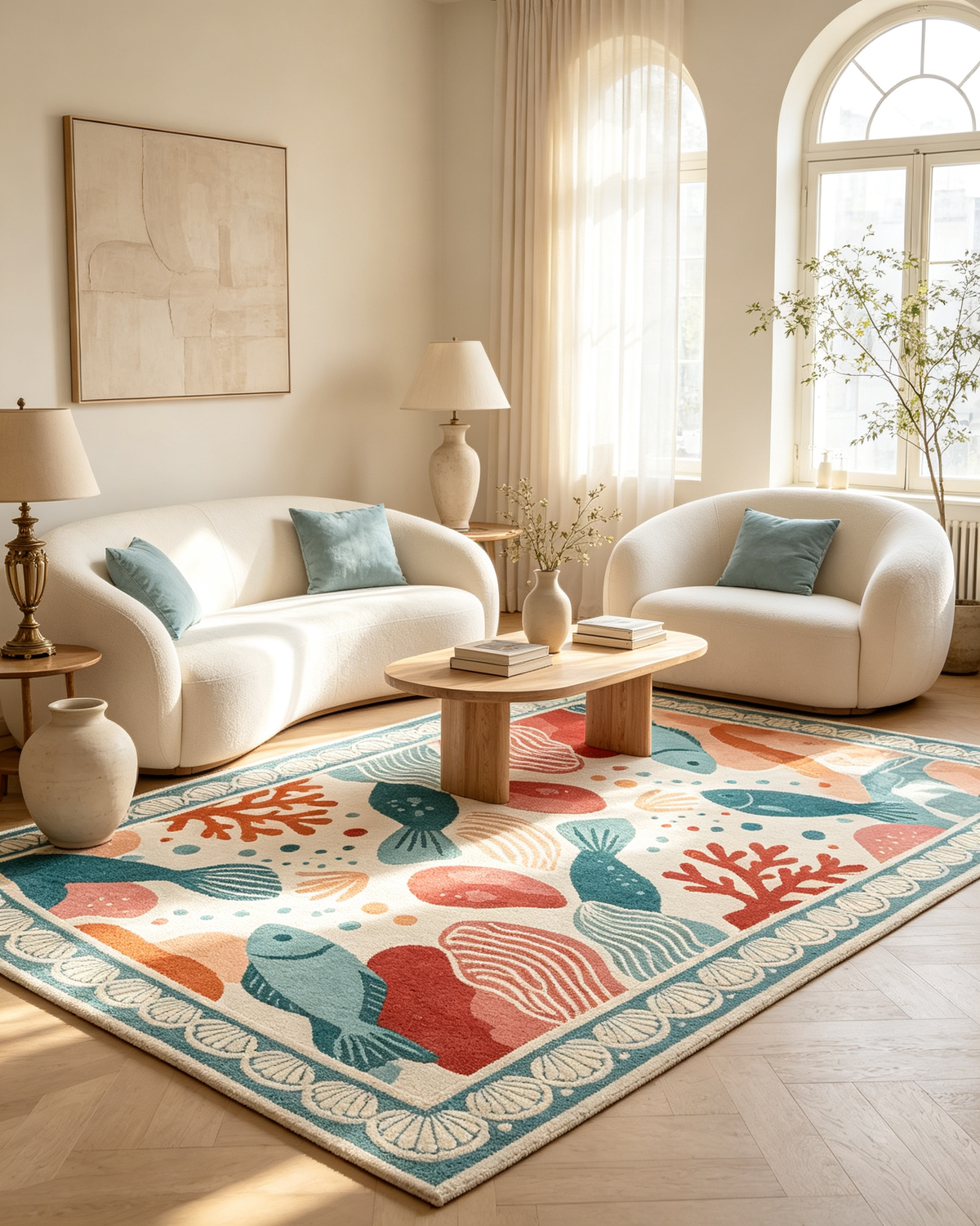 Underwater Ocean Fish Coral Area Rug