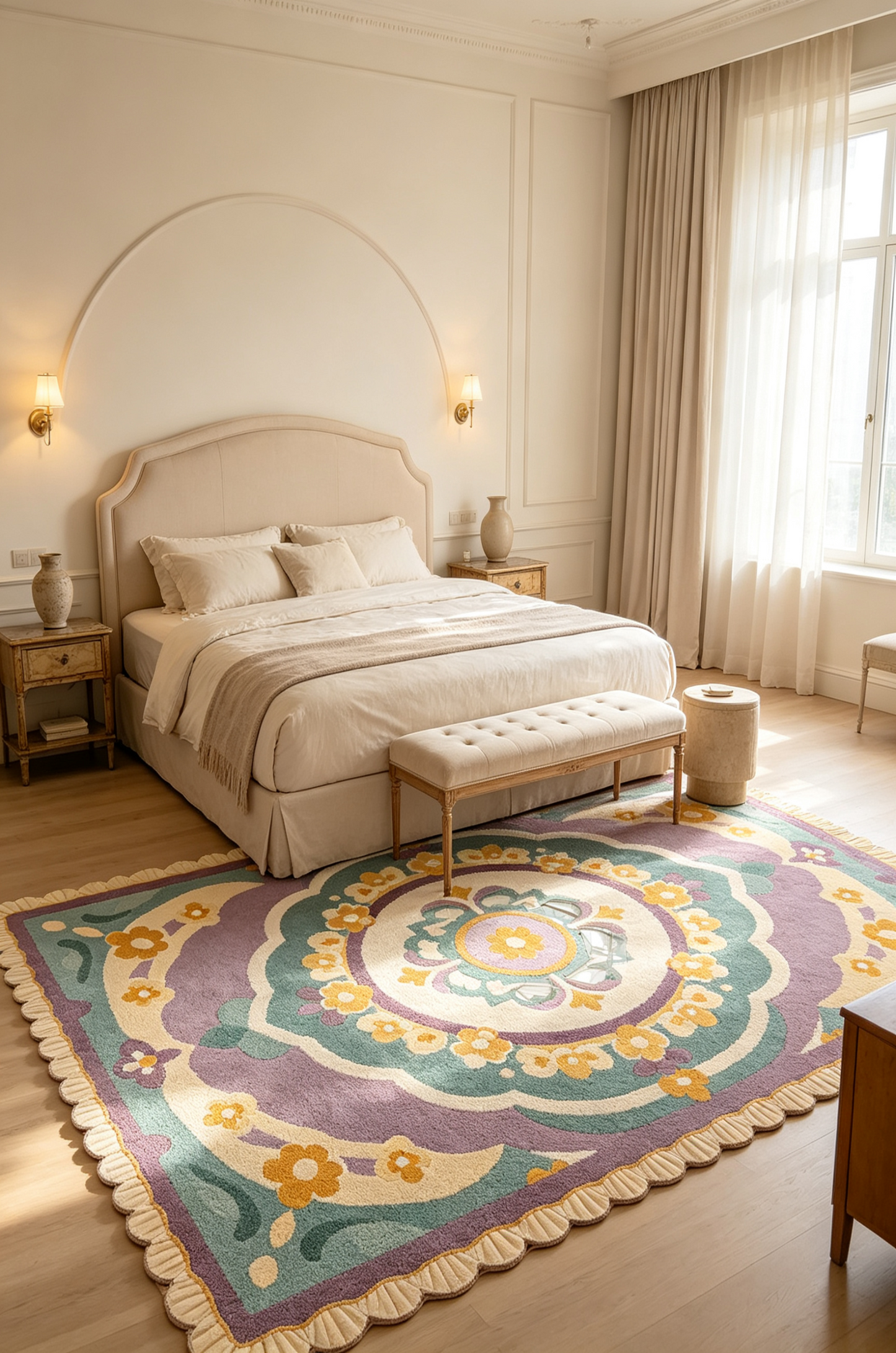 Pastel Mandala Floral Medallion Area Rug