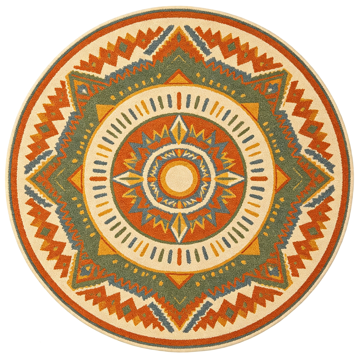 Tribal Mandala Round Area Rug
