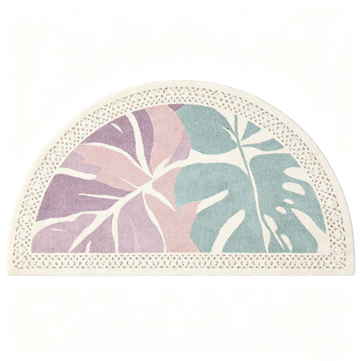 Tropical Monstera Leaf Semi Circle Rug