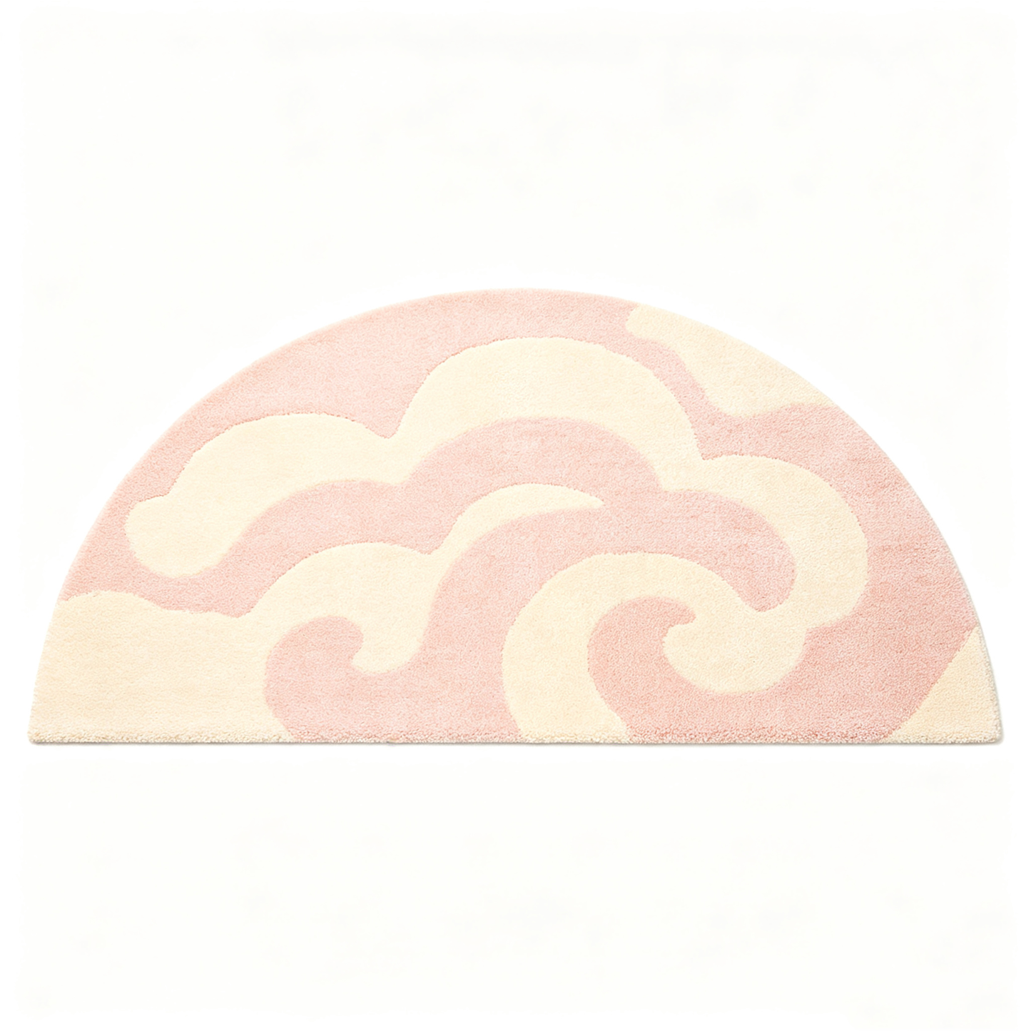 Pink Cream Swirl Cloud Semi Circle Rug
