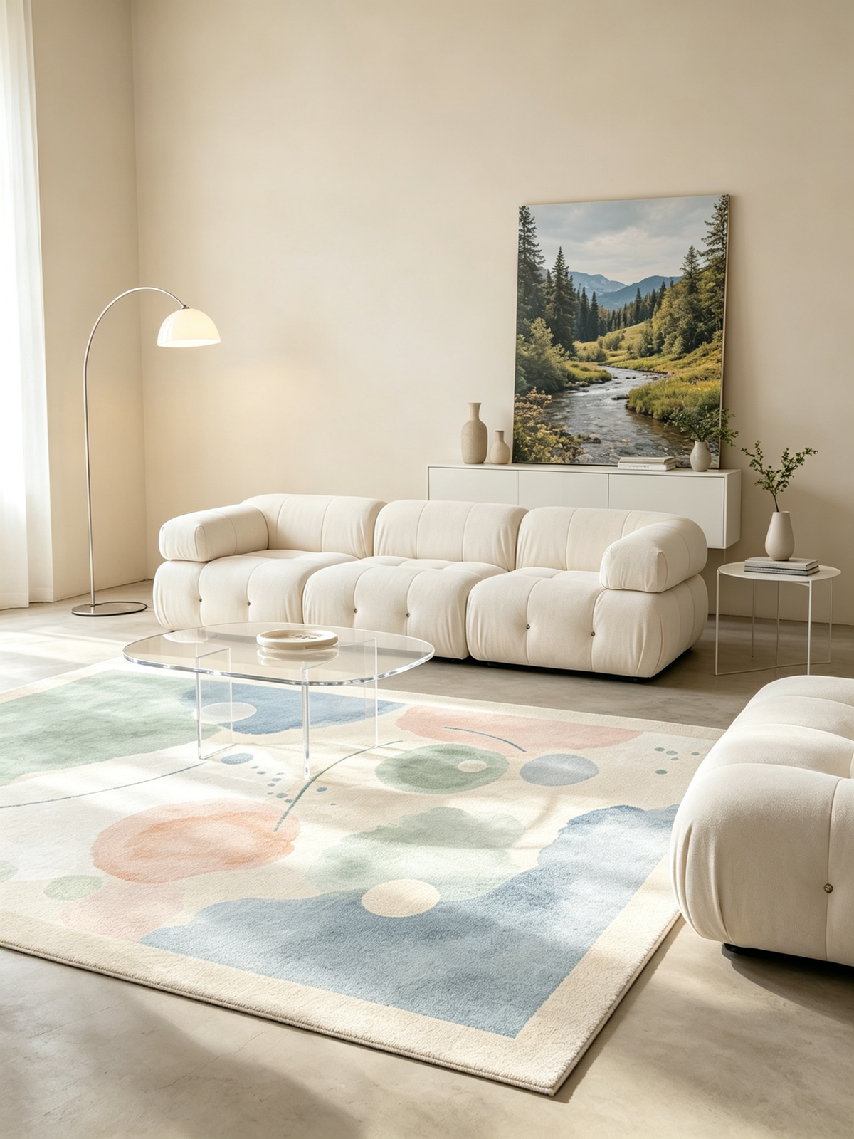 Soft Watercolor Abstract Blot Area Rug