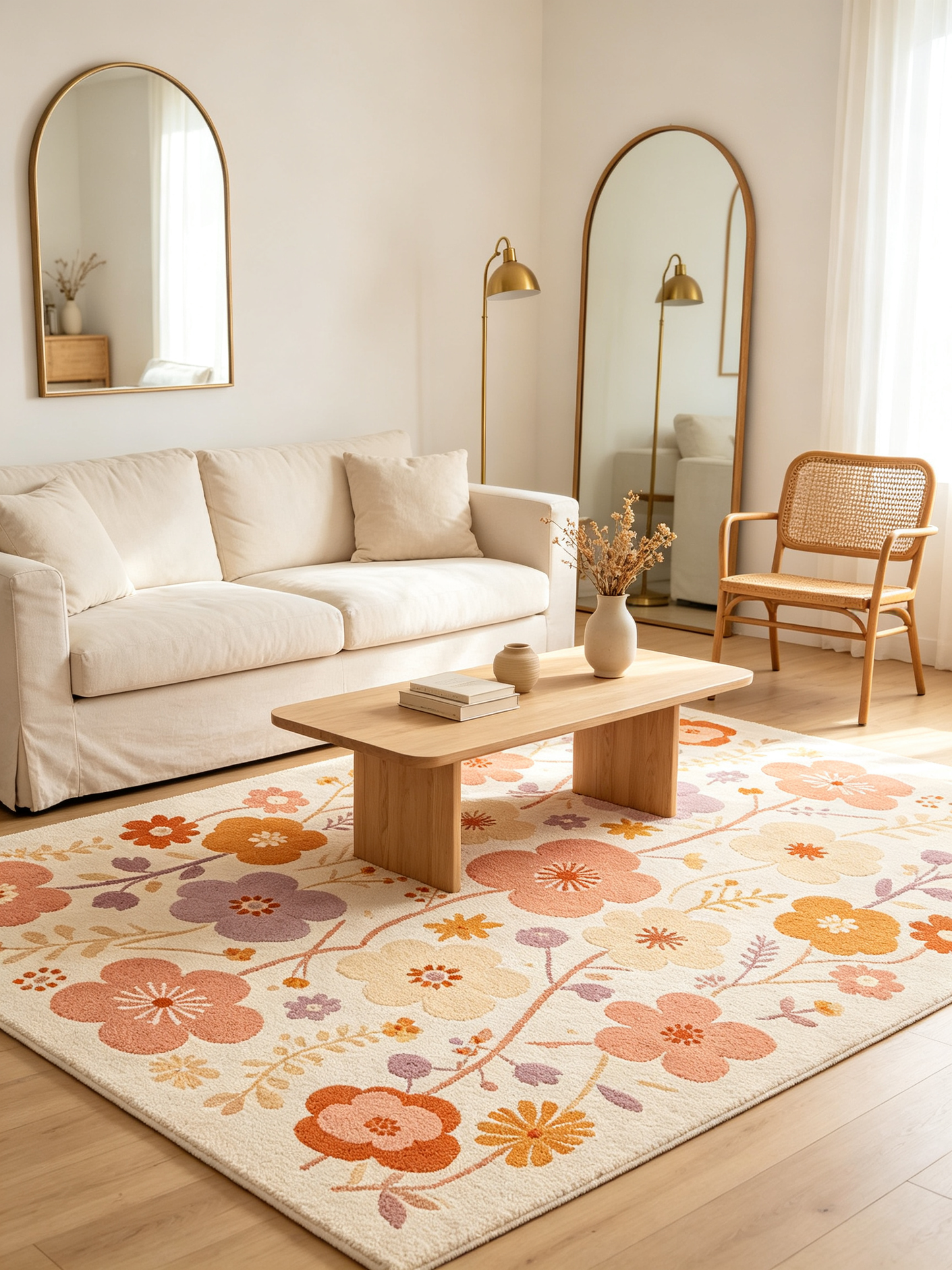 Pastel Wildflower Garden Area Rug
