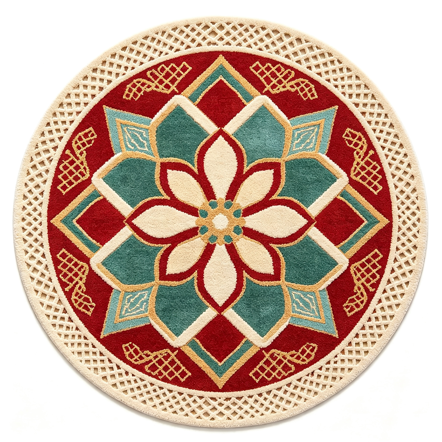 Vintage Floral Mandala Round Rug