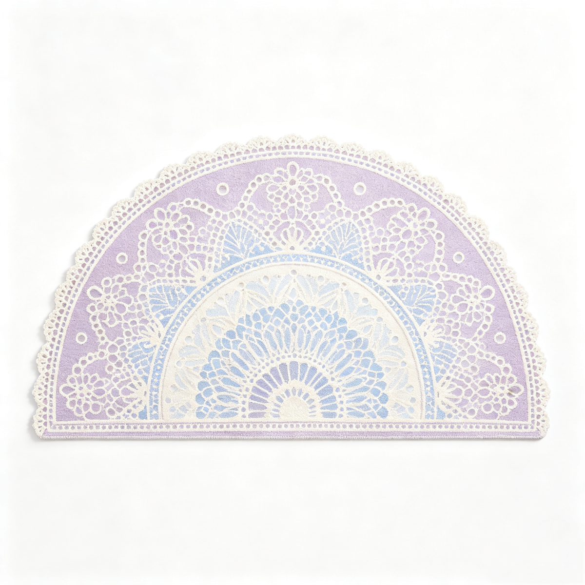 Lavender Lace Pattern Semi Circle Rug