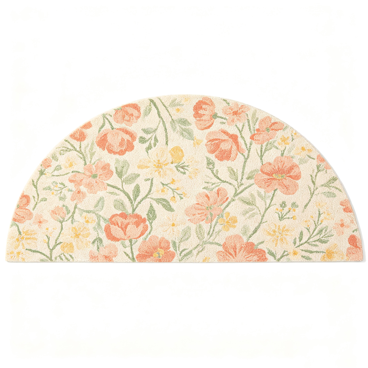 Vintage Peach Floral Semi Circle Area Rug