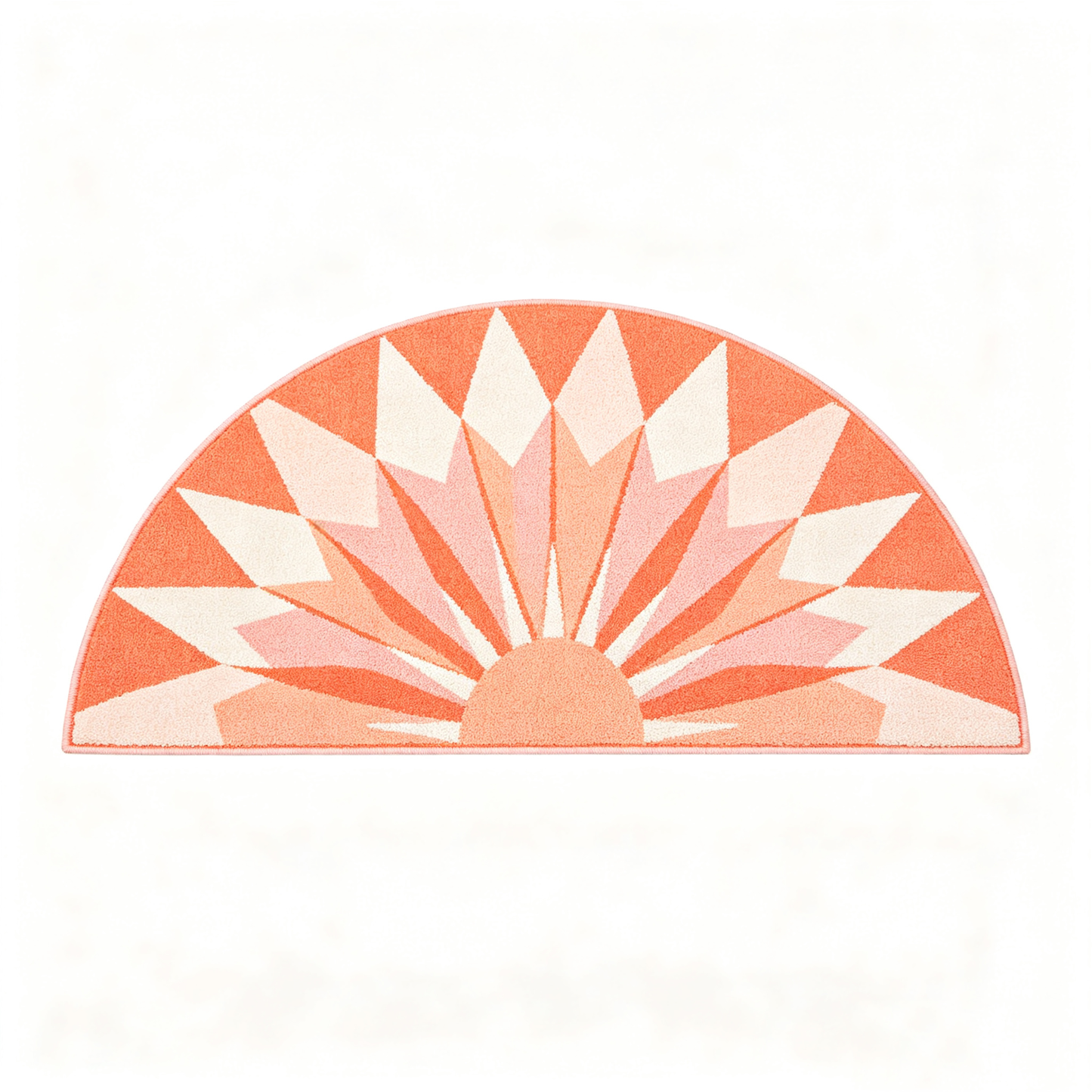 Orange Sunburst Semi Circle Area Rug