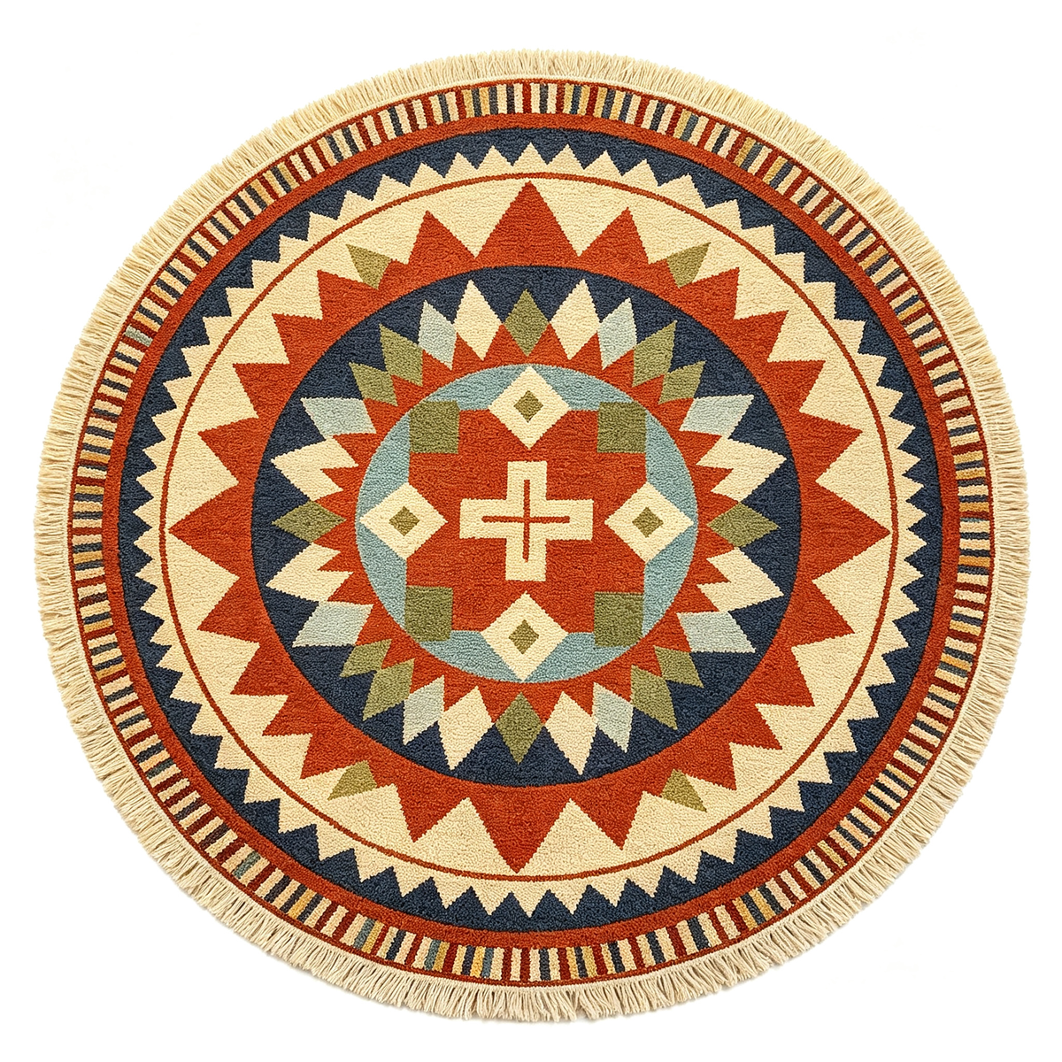 Kilim Style Geometric Round Area Rug